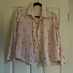 Le lis top - size M - red, white, blue with palm trees - buttons front and back